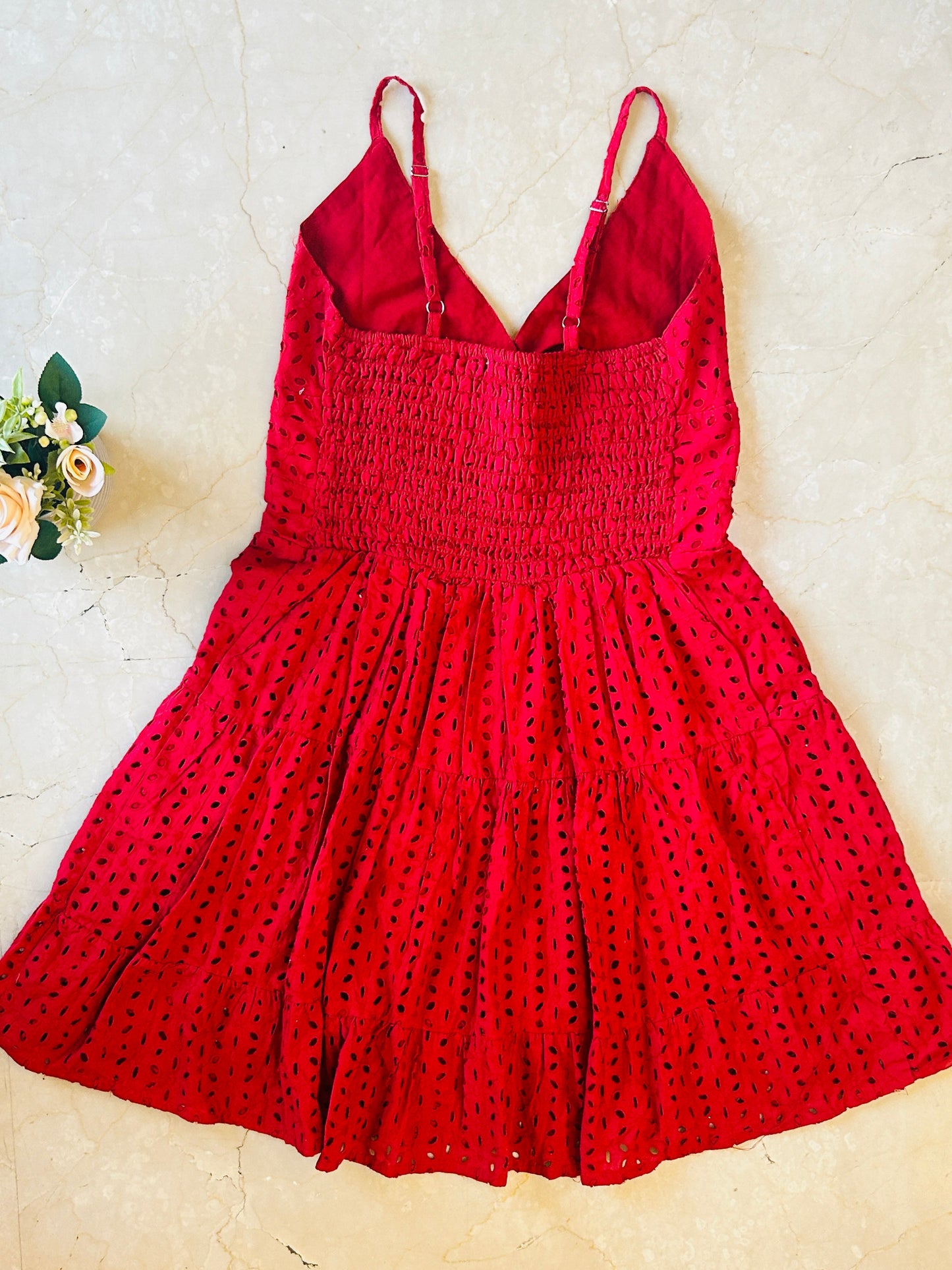 Riwa Red Chikan Dress