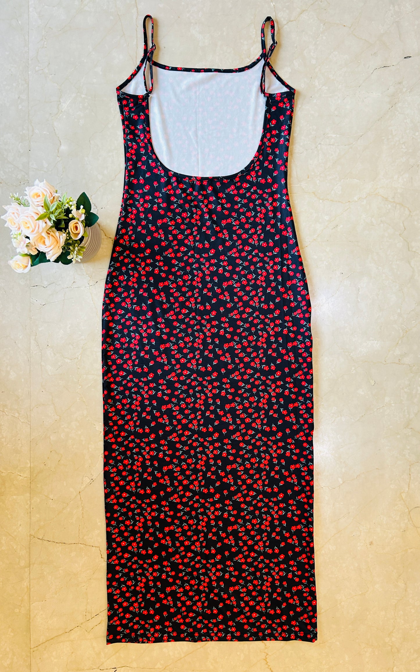 Black Floral Spaghetti Dress