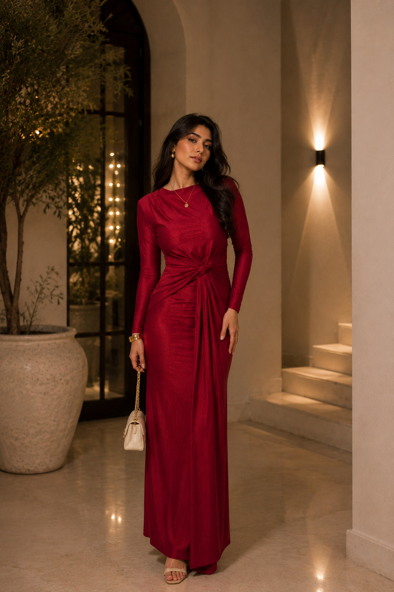 Wine Knot Flow Gown