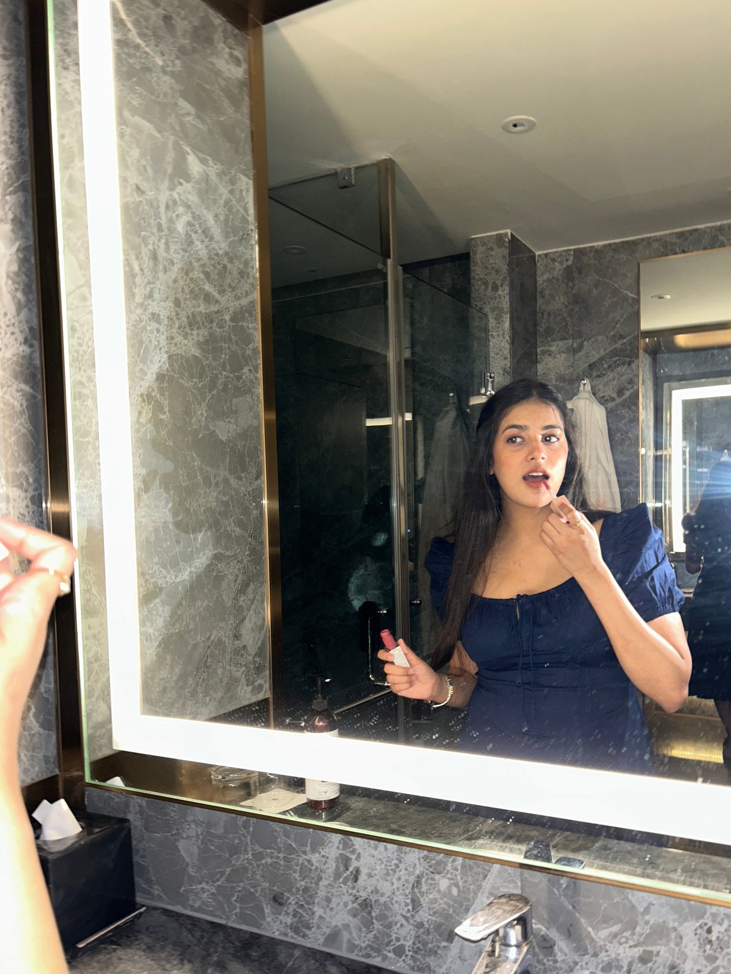 Navy Corset Slit Dress