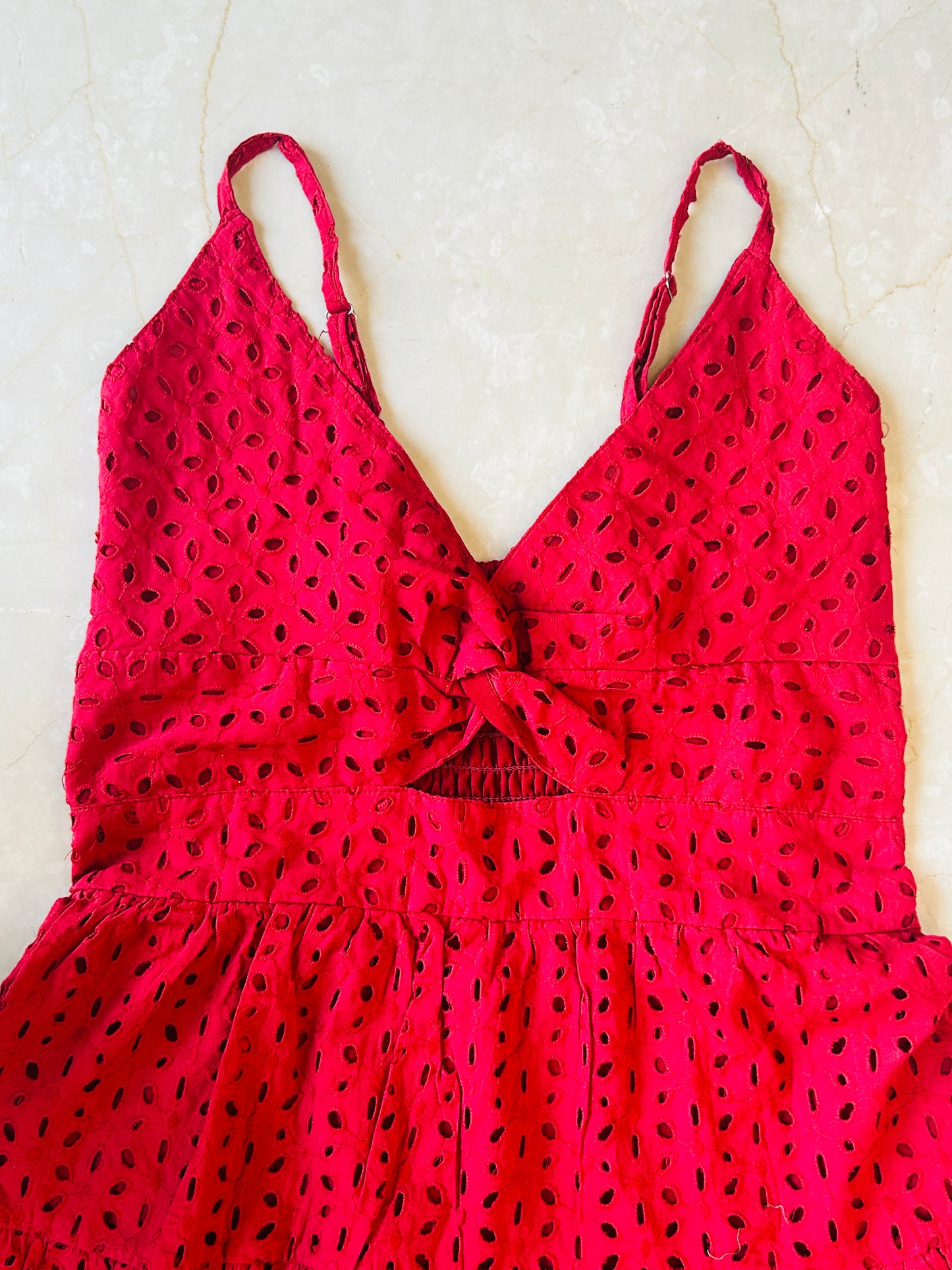 Riwa Red Chikan Dress